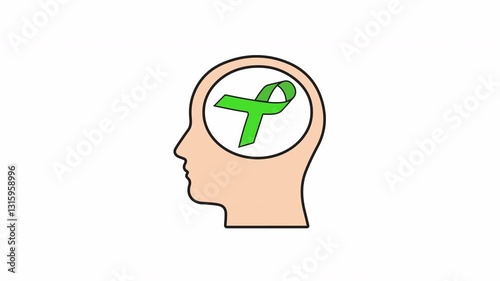 World mental health day concept. Green awareness ribbon. animation transparent