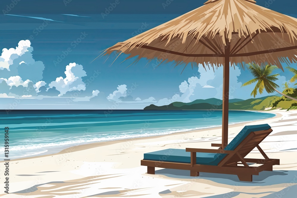 Obraz premium Tranquil White Sand Beach Vector Background Design