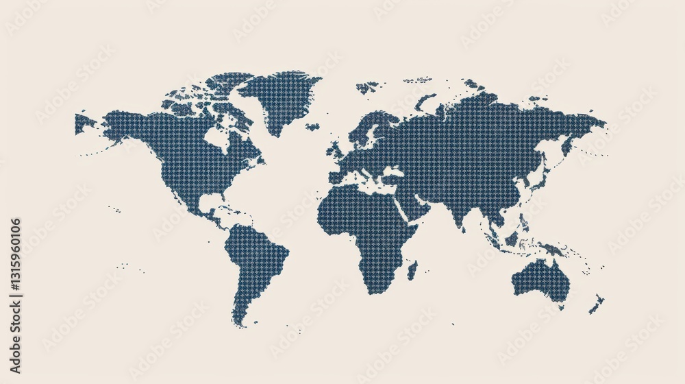 Naklejka premium Unique Vector Dotted World Map: A Distinctive Geographical Visual