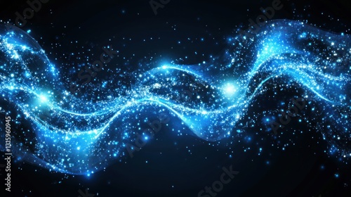 Celestial Blue Wave: A Digital Abstract of Sparkling Energy