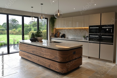 Modern Kitchen with Island and High Gloss Units