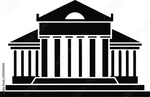 museum silhouette on white background. Ancient Building Temple Vector Art