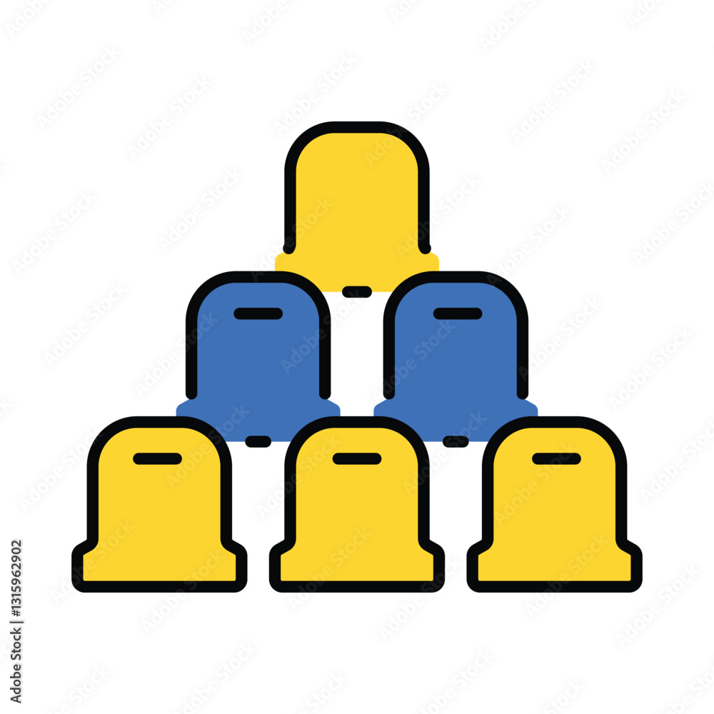 Stadium Bench vector filled outline icon. EPS 10 file Stadium Bench vector filled outline icon. EPS 10 file