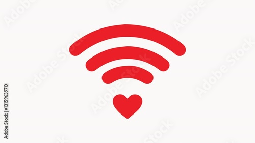 heart shape wi-fi sign, happy valentine’s day. animation