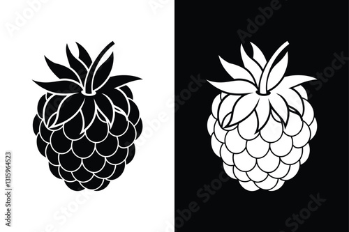 Black & White Raspberry Icon Perfect for Any Use