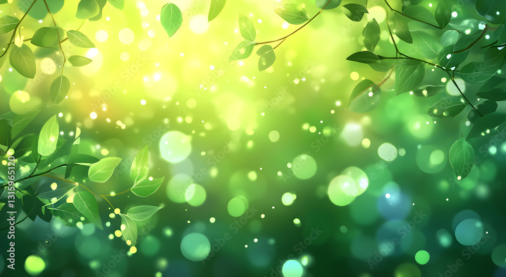 Green and Gold Bokeh Abstract Background, Soft Light Glow with Sparkling Particles, AI GENERATIVE Green and Gold Bokeh Abstract Background, Soft Light Glow with Sparkling Particles, AI GENERATIVE