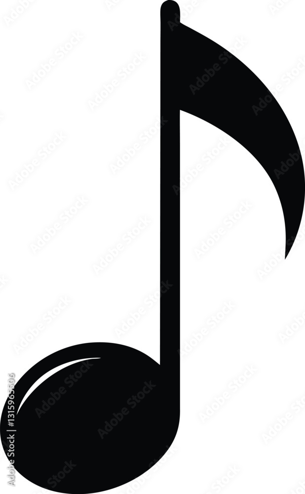 Music Note Icon Black Icon, A-musical note-black silhouette on white background. EPS Music Note Icon Black Icon, A-musical note-black silhouette on white background. EPS