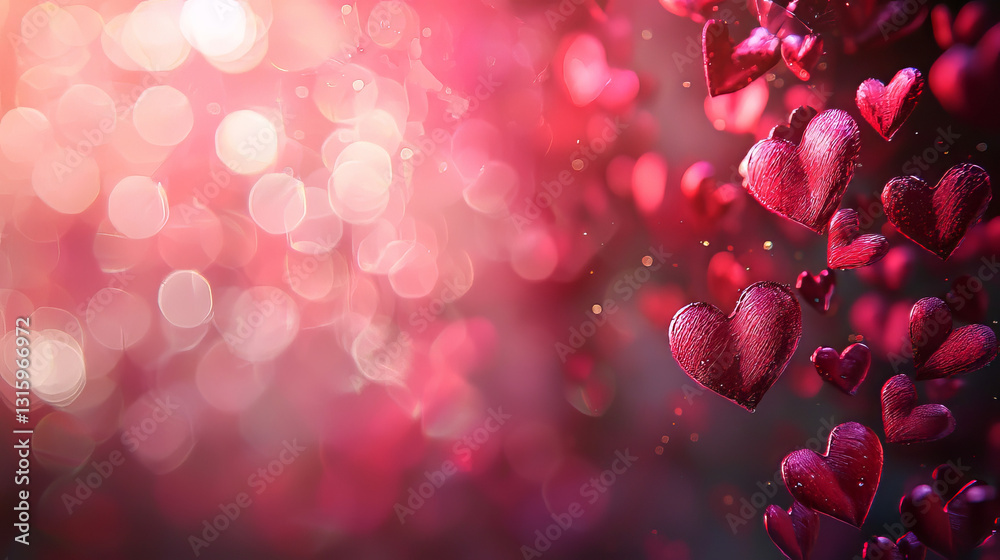 Red bokeh hearts background Red bokeh hearts background