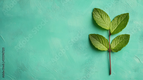 A detailed image of a spearmint leaf showcasing intricate vein patterns.