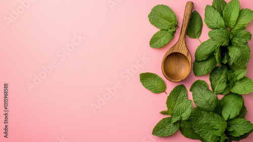 A top-down view of vibrant water mint leaves with high fidelity details.