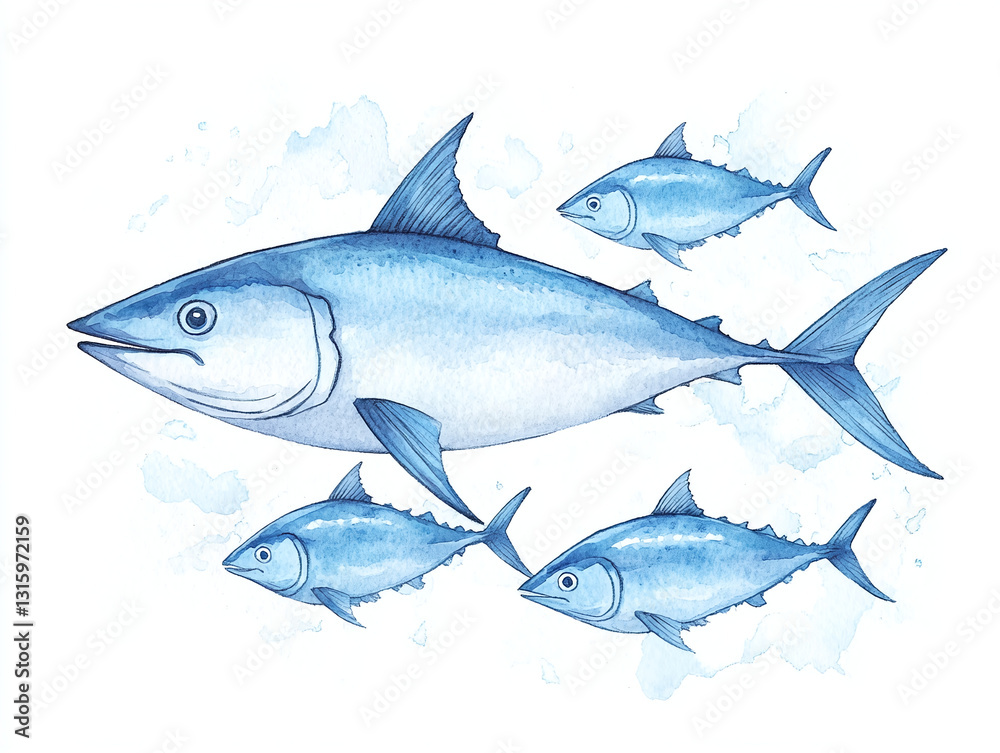 Obraz premium Stunning Watercolor Tuna Illustration