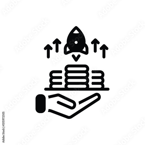 Black solid icon for earn