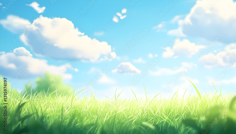 Serene Spring Meadow with Blooming Daisies and Sunlit Sky, AI GENERATIVE Serene Spring Meadow with Blooming Daisies and Sunlit Sky, AI GENERATIVE