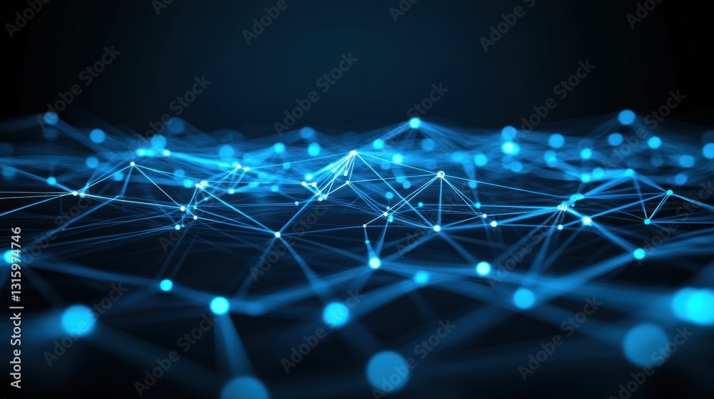 Obraz premium Abstract Network Connection: Digital Landscape of Interconnected Nodes