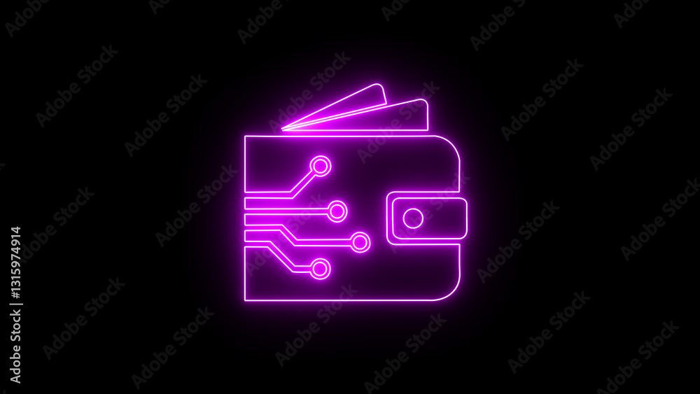 Glowing neon line Cryptocurrency wallet icon isolated on black background. Digital wallet. E-wallet. Online payment by digital wallet. Mining concept. Money, payment, cash, pay icon. Glowing neon line Cryptocurrency wallet icon isolated on black background. Digital wallet. E-wallet. Online payment by digital wallet. Mining concept. Money, payment, cash, pay icon.