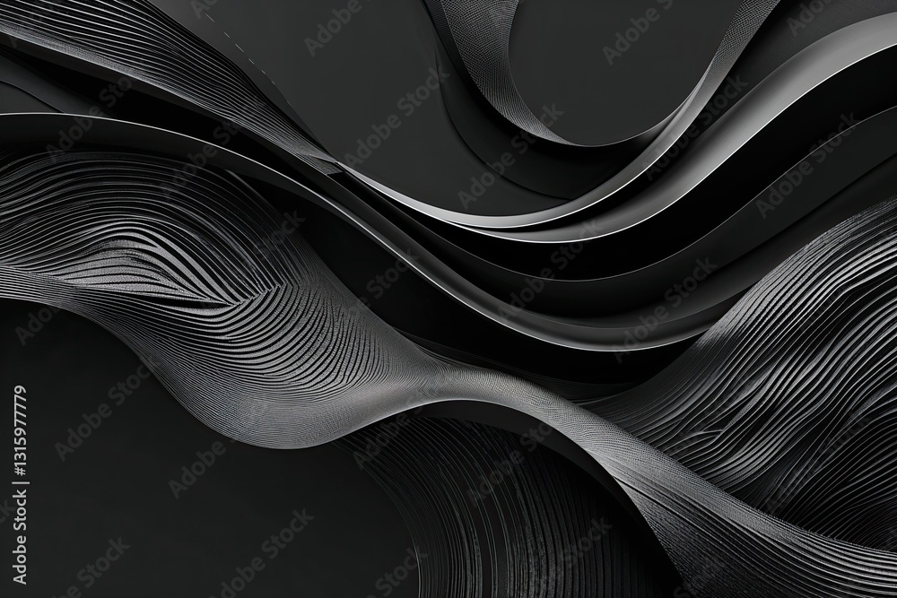 Sophisticated Minimalist Black Art Featuring Fluid Lines and Rich Textures