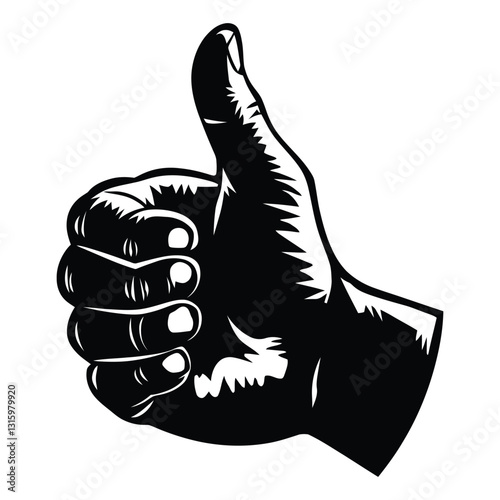 Hitchhiker's Thumb Silhouette, Vector, Icon, Logo, White Background.