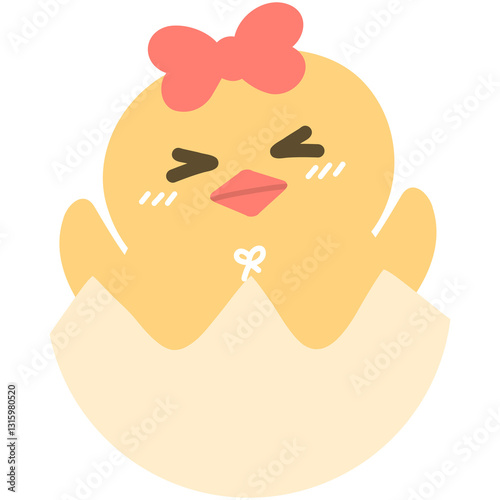 Cute chicken in egg shell, Cartoon hand drawing