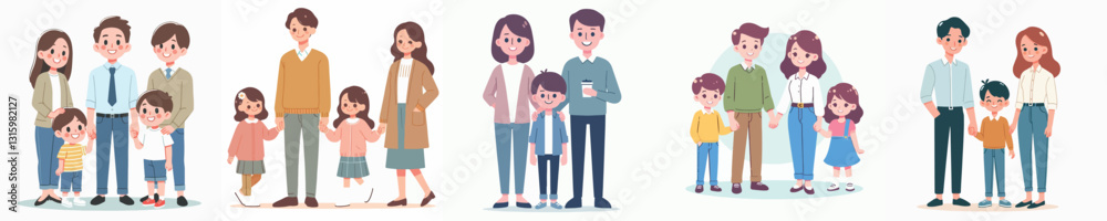 Happy Family Vector Image With Flat Simple And Minimalist Design Happy Family Vector Image With Flat Simple And Minimalist Design
