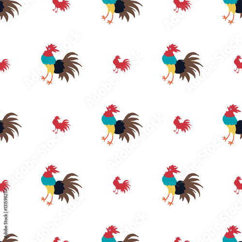 Cock a Doodle Dance Rooster Ensemble Pattern can be use for background and apparel design