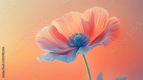 Pink poppy sunset field floral nature background design