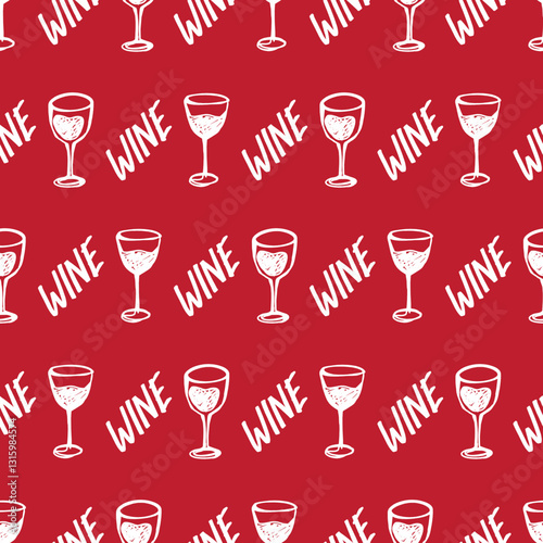 Red Wine Connoisseur Elegance Sip Vector Pattern can be use for background and apparel design