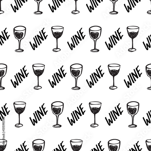 Vintage Wine Glass Connoisseur Dream Pattern can be use for background and apparel design