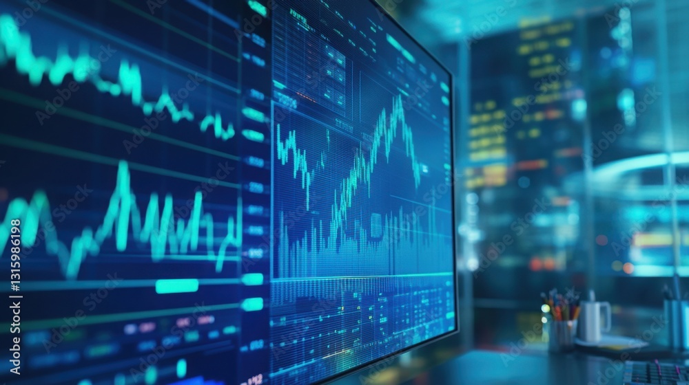 Data Analysis on Digital Screen with Charts and Financial Graphs Data Analysis on Digital Screen with Charts and Financial Graphs