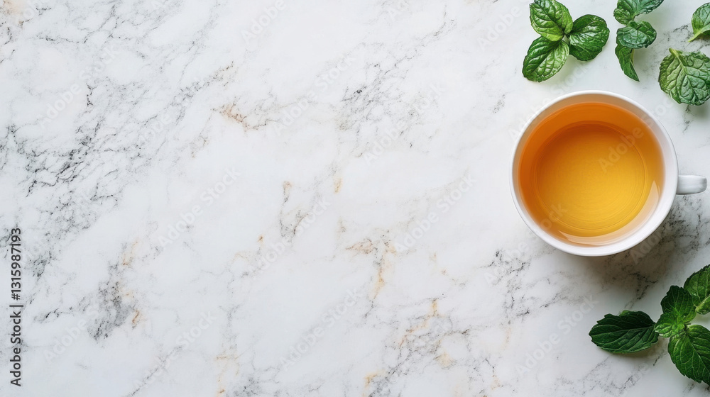 Relaxing cup of herbal tea with fresh mint leaves perfect for calm meditation and tranquil isolation moments Relaxing cup of herbal tea with fresh mint leaves perfect for calm meditation and tranquil isolation moments