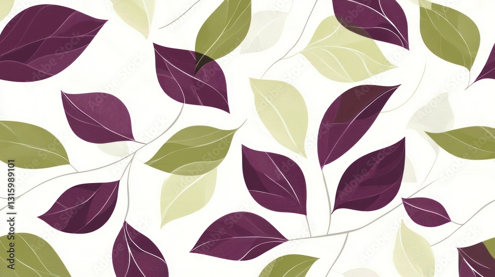Purple and green leaves pattern, nature background, design texture, for textile print Purple and green leaves pattern, nature background, design texture, for textile print