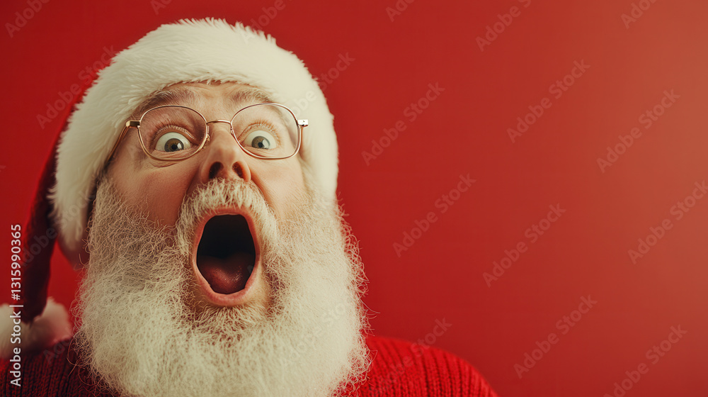 Shocked Santa Claus, wide-eyed and open-mouthed. Shocked Santa Claus, wide-eyed and open-mouthed.