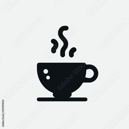 very simple flat and minimalist Tea Cup silhouette in black on a white background