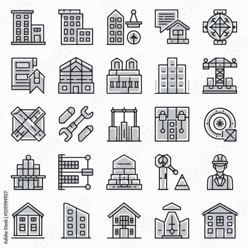 Minimalist Architecture & Construction Icons Set
