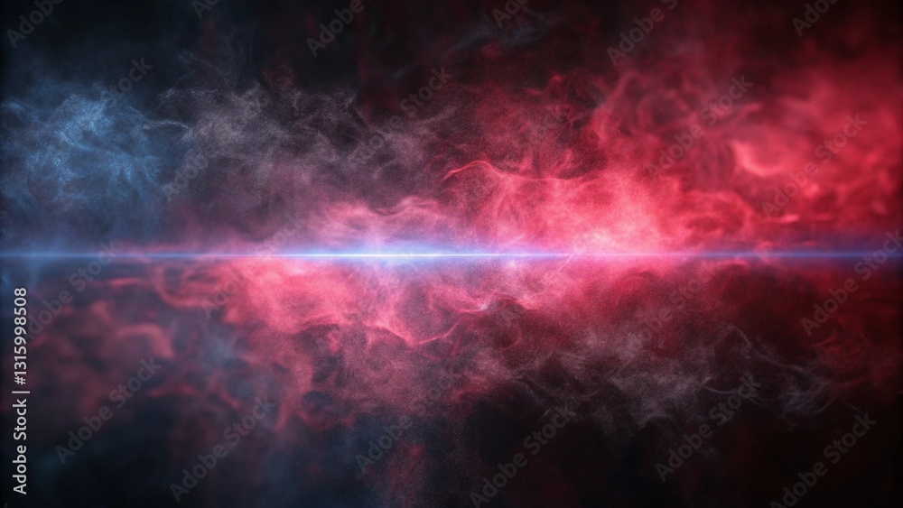 Obraz premium Abstract Red and Blue Energy Beam Swirling Through Smoke. A futuristic and dynamic abstract scene.