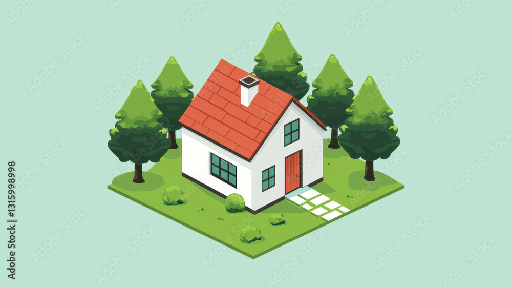 Picturesque house nestled among lush trees representing wealth accumulation and financial success concepts Picturesque house nestled among lush trees representing wealth accumulation and financial success concepts