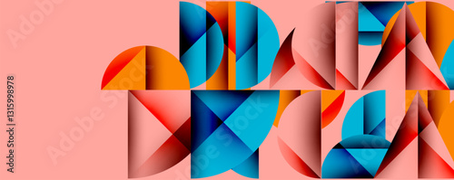 Abstract geometric pattern with intersecting circles and triangles in gradients. The high-contrast composition creates depth and a dynamic, modern aesthetic