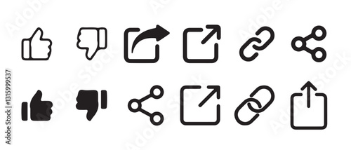 Share icon set. high quality flat and minimalist social media share Icons. professional sharing buttons.  vector illustration eps 10.