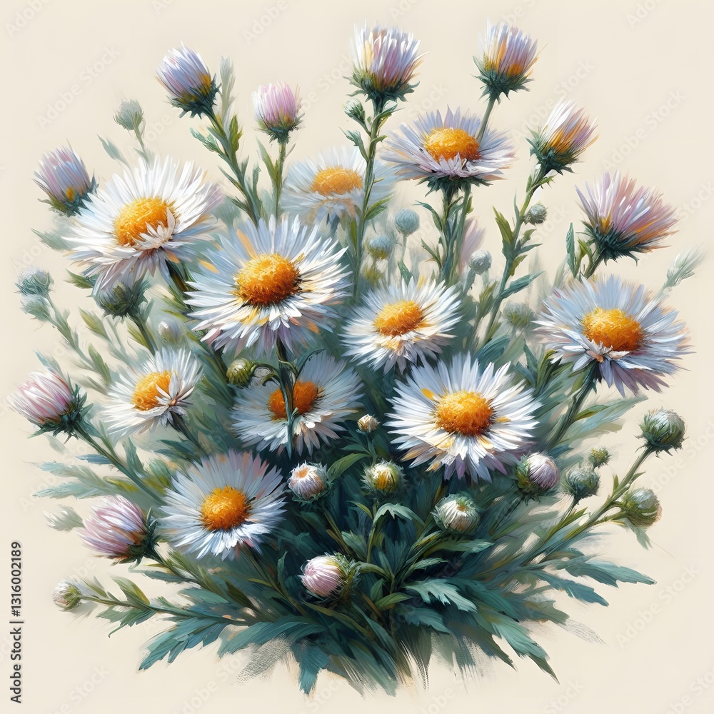 Fototapeta premium 개망초, 임파스토 기법 일러스트, jpeg (White-top, Impasto Techniques Illustration, jpeg)