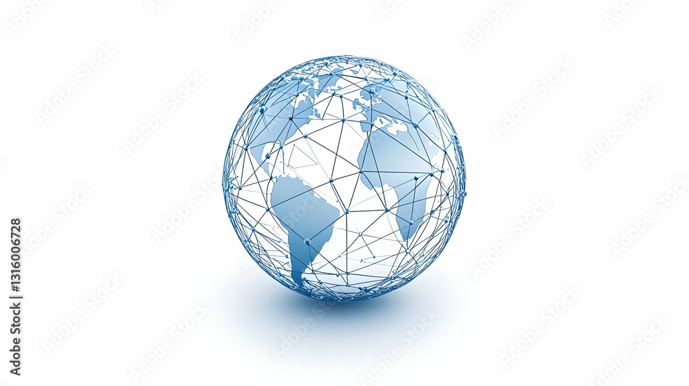 Global Connectivity Concept with Abstract Wireframe Earth Model