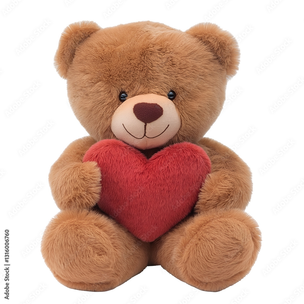 Obraz premium Teddy Bear Holding Heart Symbol of Love and Affection