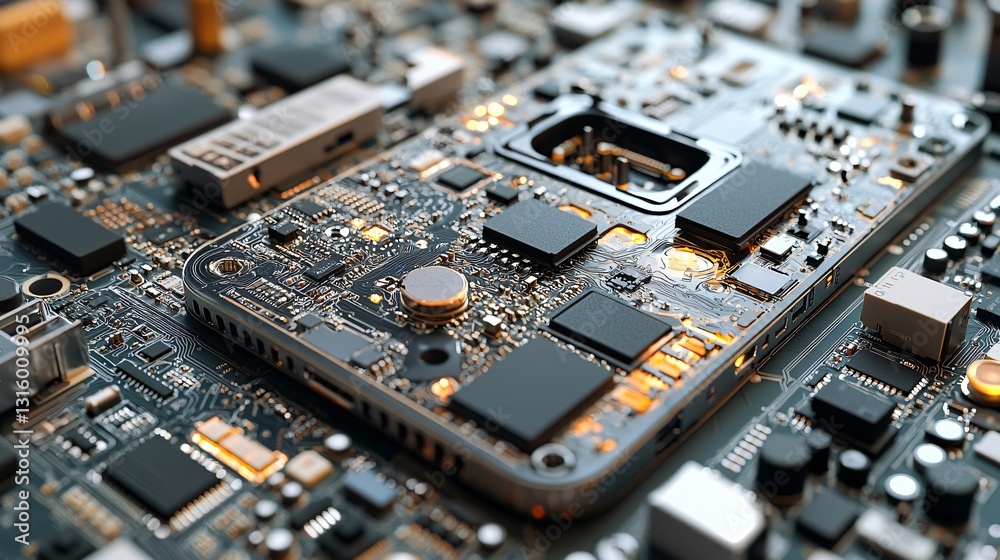 High Resolution Image of Technology Circuit Board with Components and Details for Repair High Resolution Image of Technology Circuit Board with Components and Details for Repair