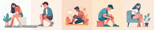 Vector image of person with foot pain with simple and minimalist design