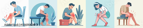 Vector image of person with foot pain with simple and minimalist design