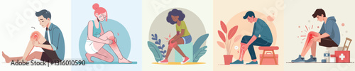 Vector image of person with foot pain with simple and minimalist design