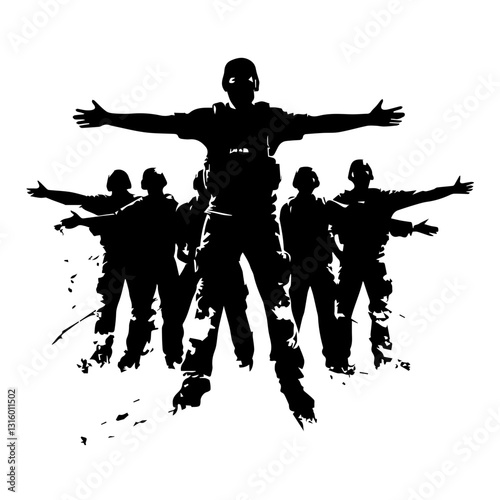 Powerful Arrest and Tactical Posses Silhouettes for Law Enforcement Visuals