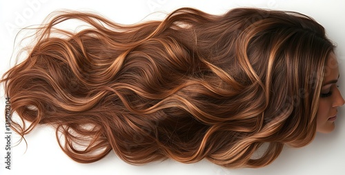 Wallpaper Mural A brunette female with black and brown hair is depicted in a swirl against a transparent backdrop, showcasing smooth and shiny locks with a beautiful shape, akin to those achieved at a beauty salon Torontodigital.ca