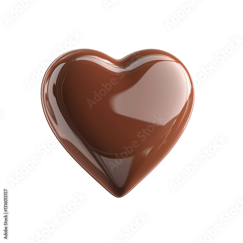 Shiny Chocolate Heart Isolated Against White or Transparent Background For Sweet Celebration