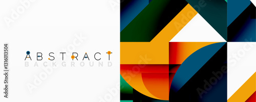 Abstract geometric artwork with interwoven angular and curved shapes, dynamic composition with smooth gradients and bold contrasts