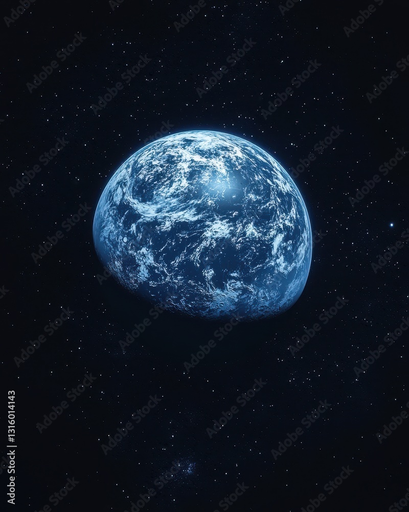 A vibrant blue planet glows softly in the vast expanse of the night sky, surrounded by twinkling stars and a deep indigo backdrop, creating a serene cosmic scene. A vibrant blue planet glows softly in the vast expanse of the night sky, surrounded by twinkling stars and a deep indigo backdrop, creating a serene cosmic scene.