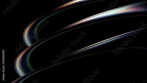 Abstract iridescent background design, 3d render. Gradient design element for banners, backgrounds, wallpapers. Abstract iridescent liquid form on black background 
